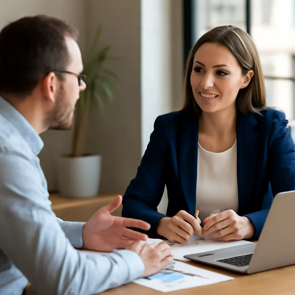 Business owner discussing growth goals with a marketing consultant for Internet Marketing in Calgary