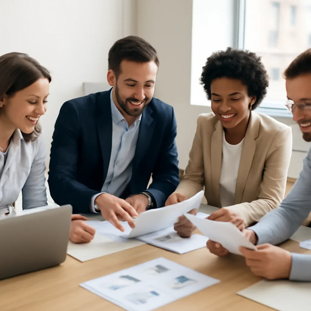 Team reviewing campaign planning documents for Managed SEO Services Explained for Growing Companies