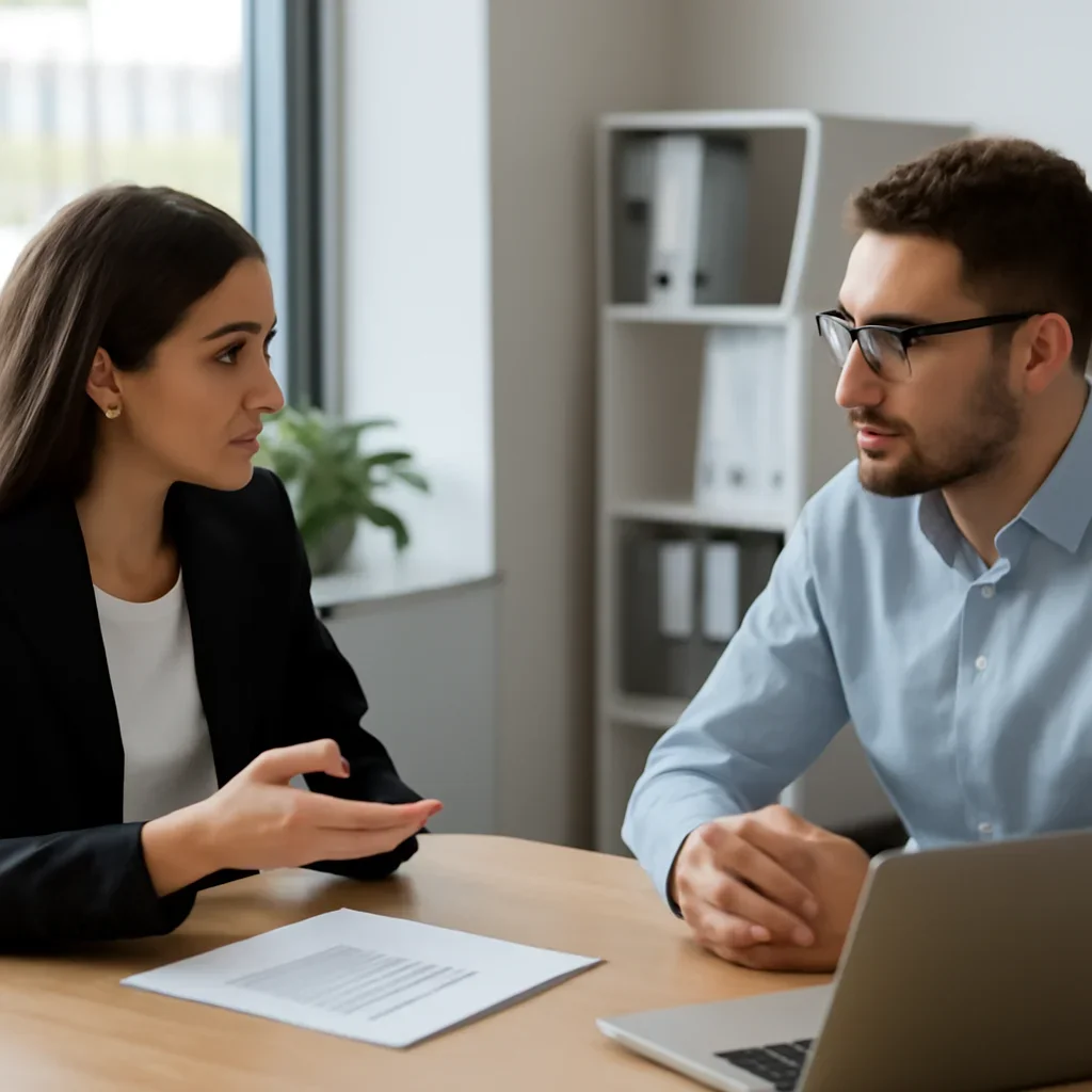 Business owner discussing growth goals with a marketing consultant for Internet Marketing in Mississauga