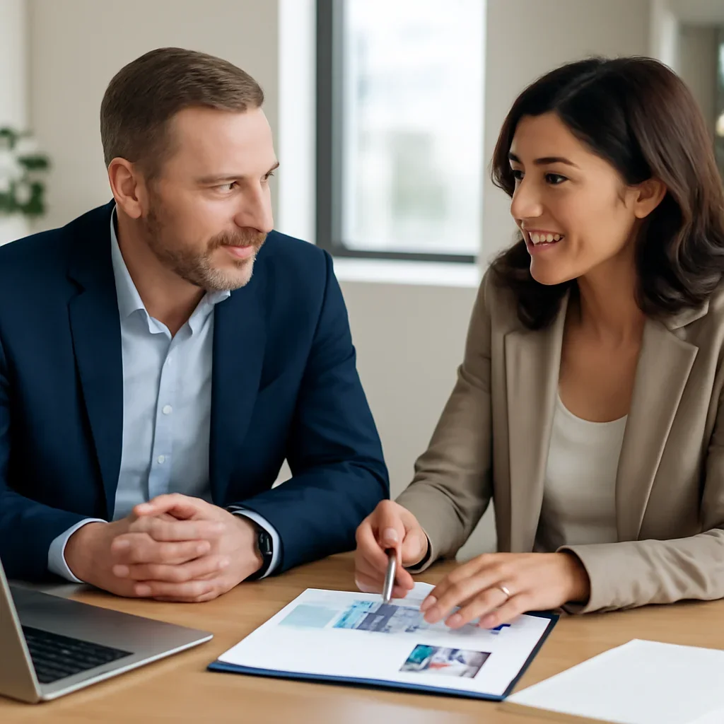 Business owner discussing growth goals with a marketing consultant for Internet Marketing in Whitehorse